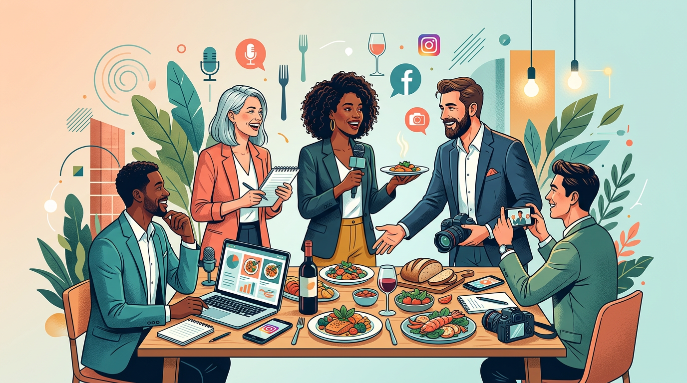 Editorial illustration for article: Leading Food PR Influencers