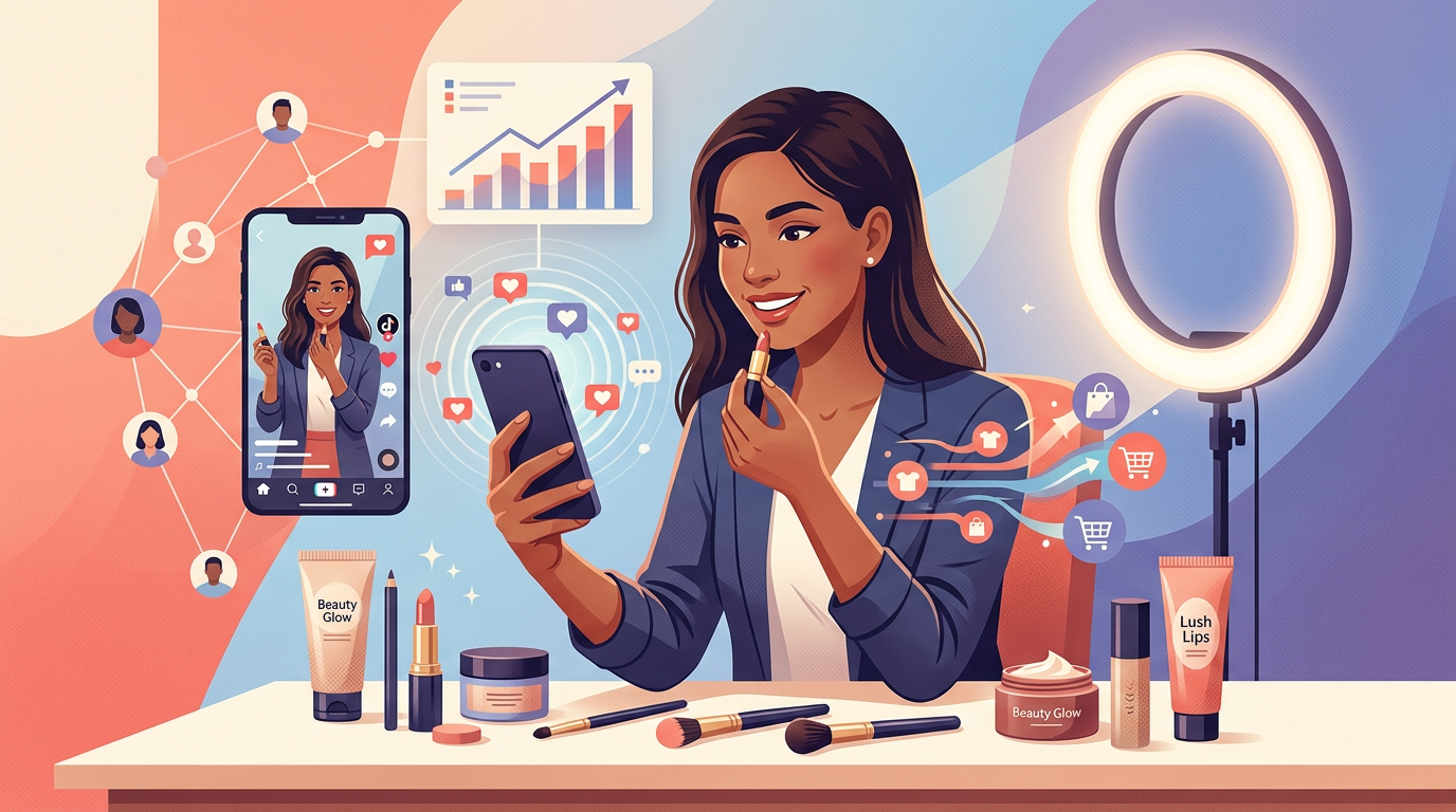 Editorial illustration for article: Using Tiktok PR To Sell Beauty Products