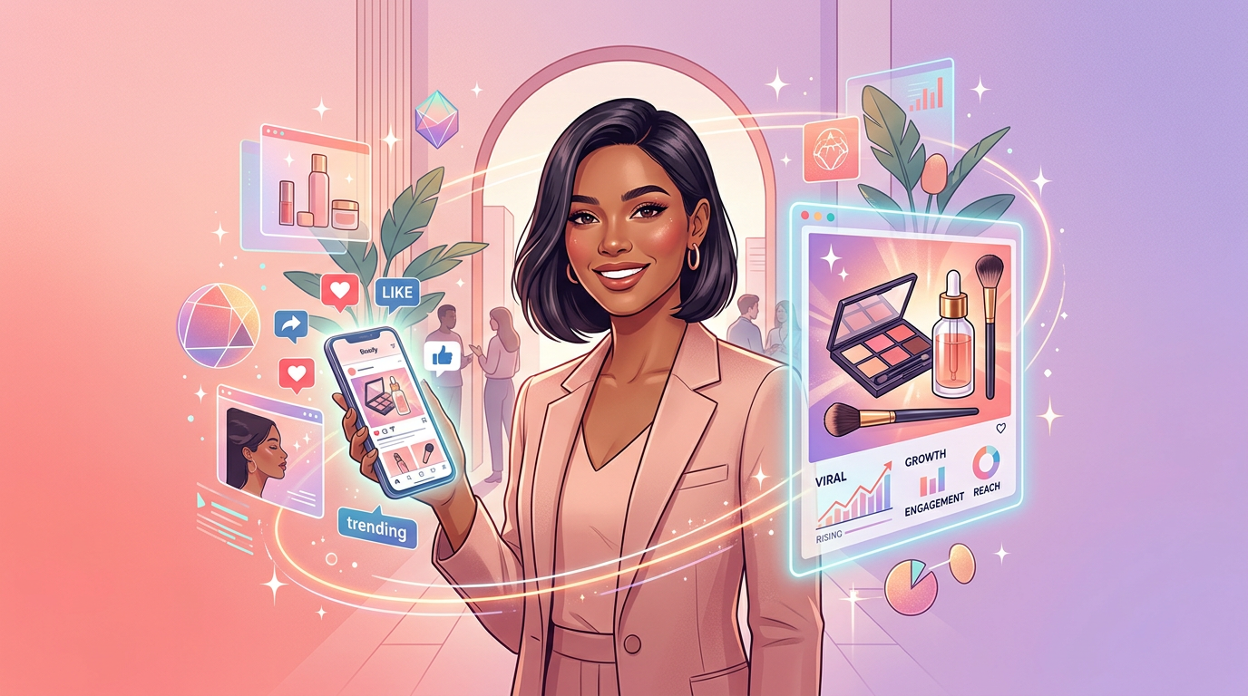 Editorial illustration for article: Strong Digital Campaigns From Beauty Brands