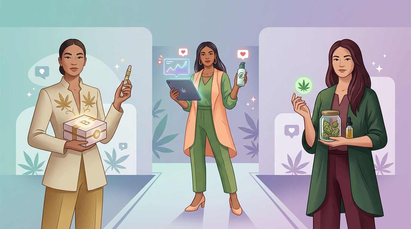 Editorial illustration for article: Beboe, Curaleaf & G Leaf: Notable Cannabis Influencer Campaigns