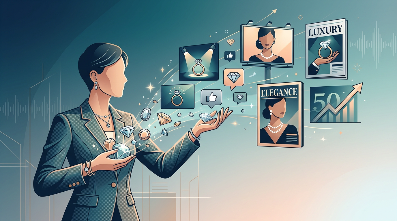 Editorial illustration for article: 50 Notable Jewelry Marketing Campaigns
