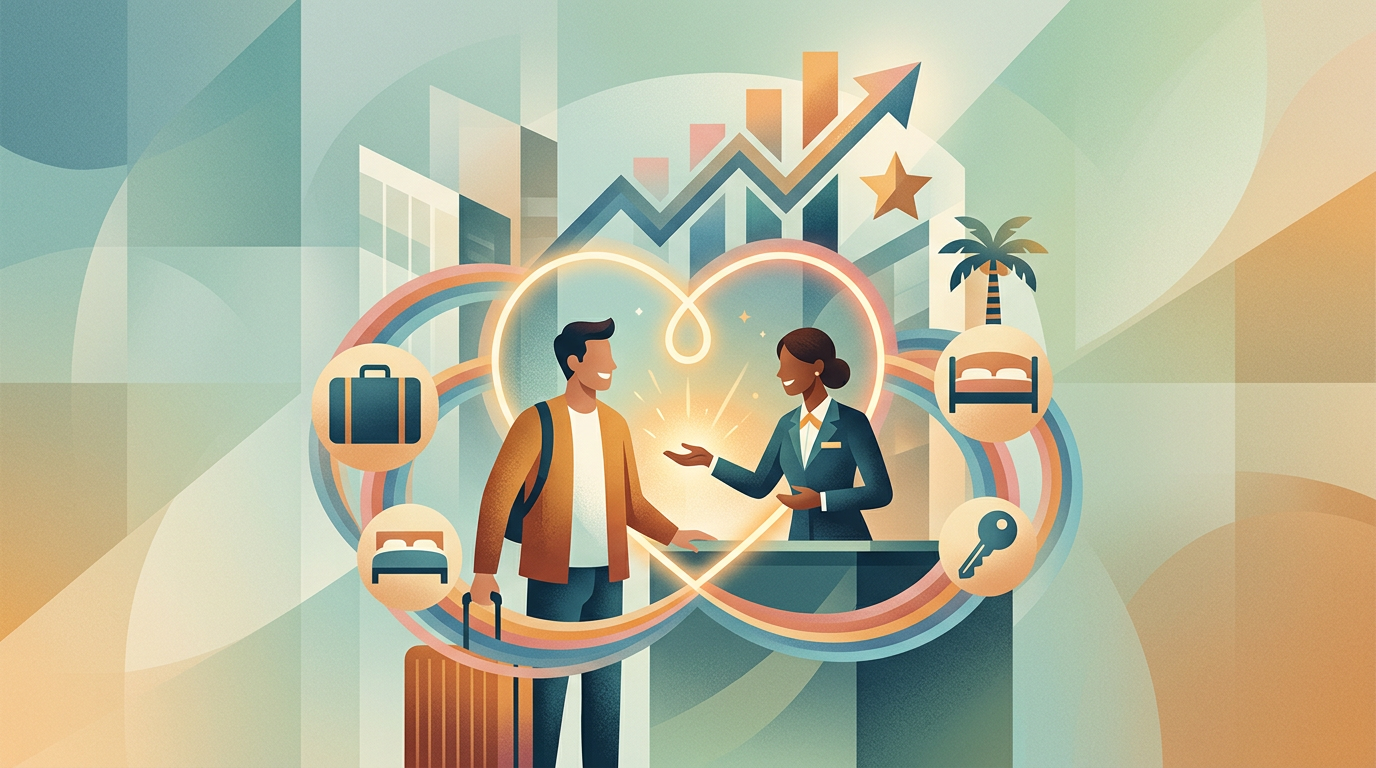 Editorial illustration for article: How Emotional Marketing Drives Guest Loyalty for Hotels