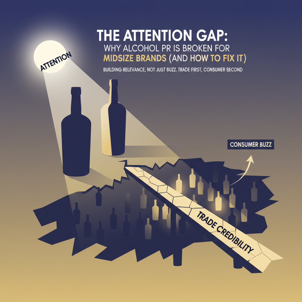 The Attention Gap: Why Alcohol PR Is Broken for Midsize Brands (and How to Fix It)