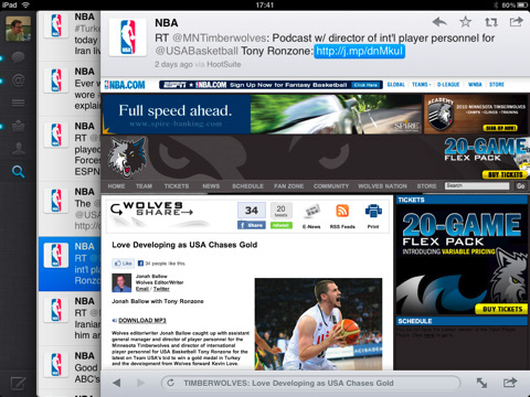 Twitter for Ipad screenshot.