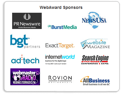 PRNewswire - one of the WebAward sponsors. PRNewswire - one of the WebAward sponsors.