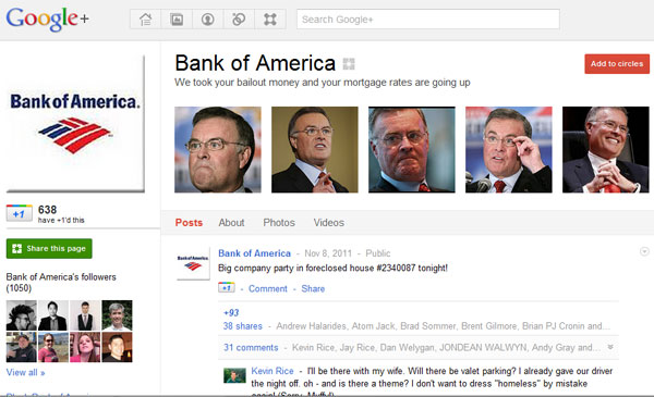PR Fail: Fake Bank of America Google+ Page Still Up