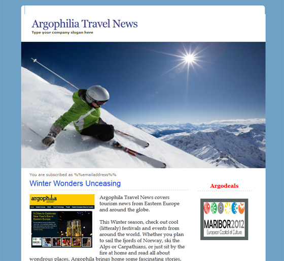 eNewsletters.travel sample mail