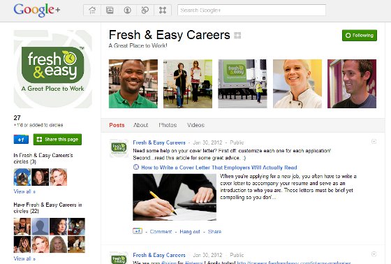Fresh & Easy g+ page