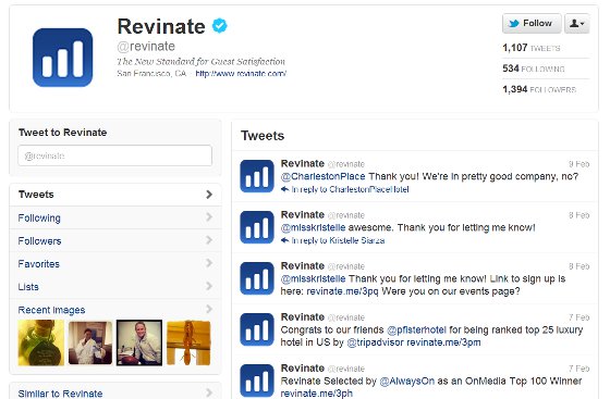 Revinate Twitter use