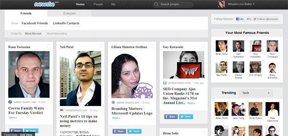 Following social media friends on Newsle.