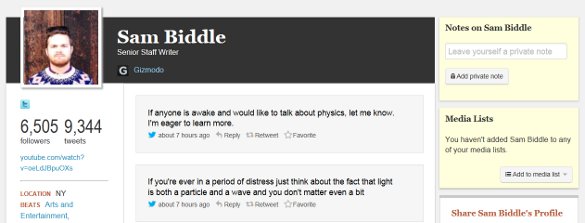 Sam Biddle's profile and recent activity