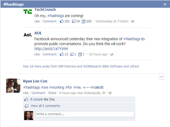 hashtags live on facebook