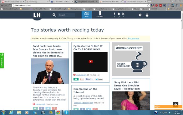 LikeHack signup leads to an almost instant new feed rendering. 
