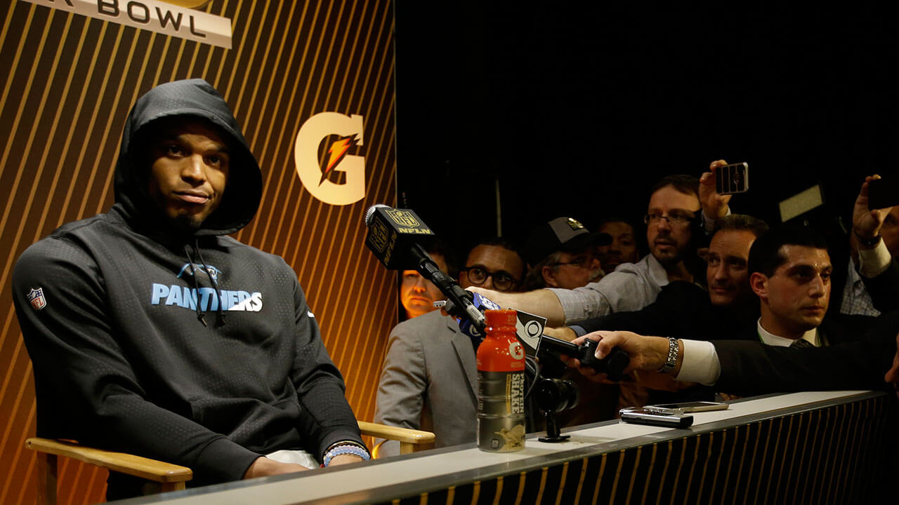 Cam Newton still trying to answer for post-Super Bowl presser