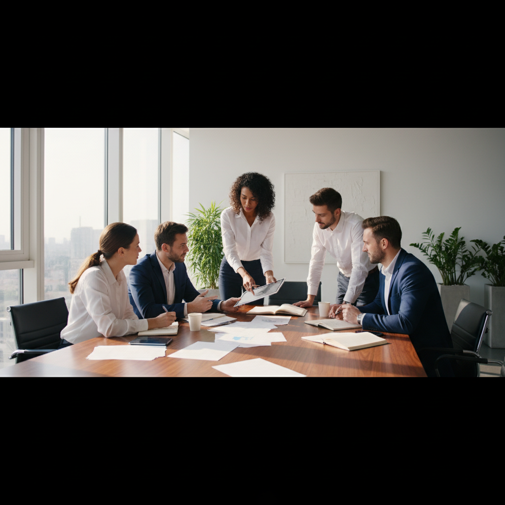a team working together on a strategy without ai assistance