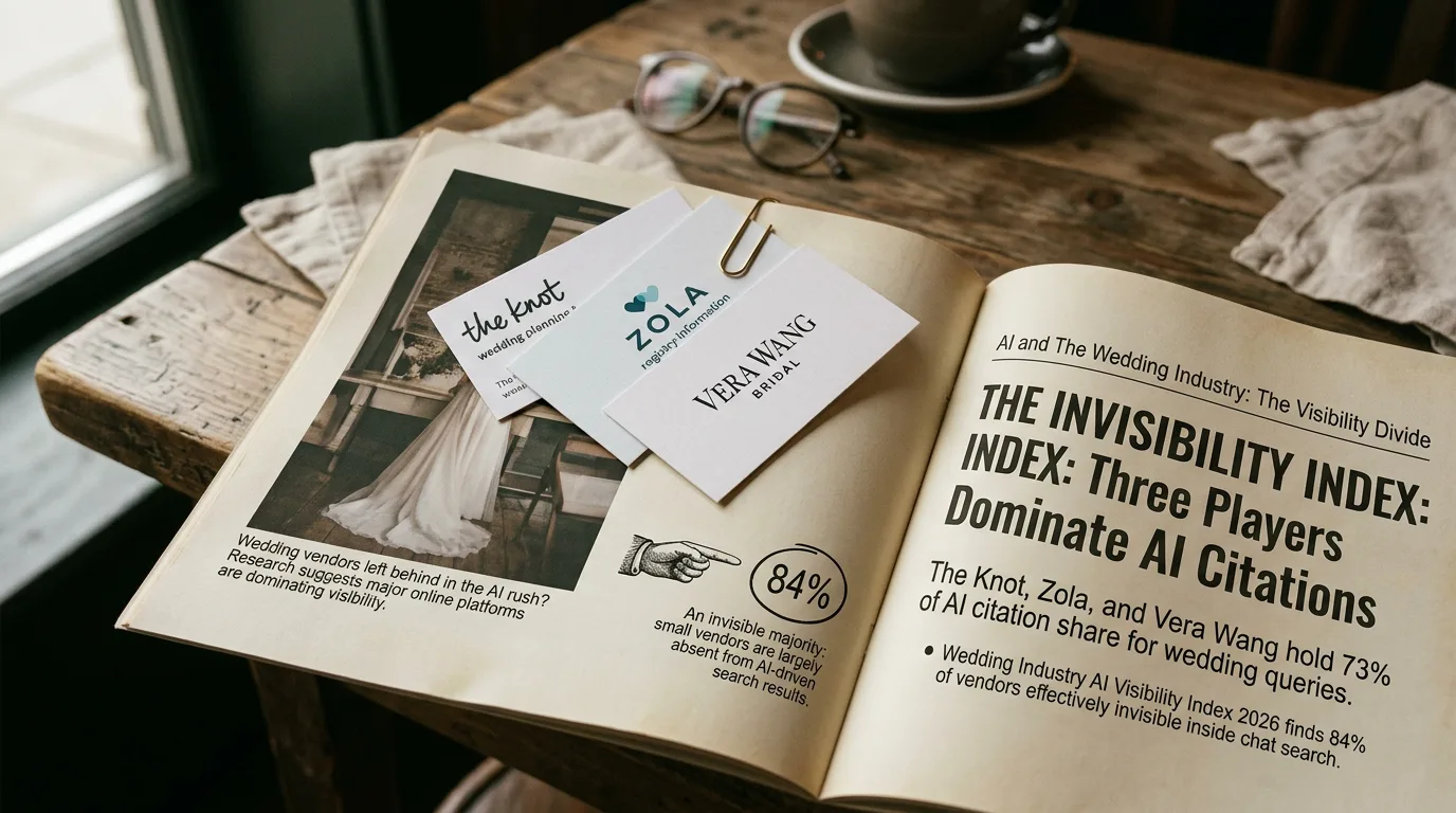 New 5W Index: The Knot, Zola, and Vera Wang Dominate a $100B Wedding Industry's AI Citation Surface