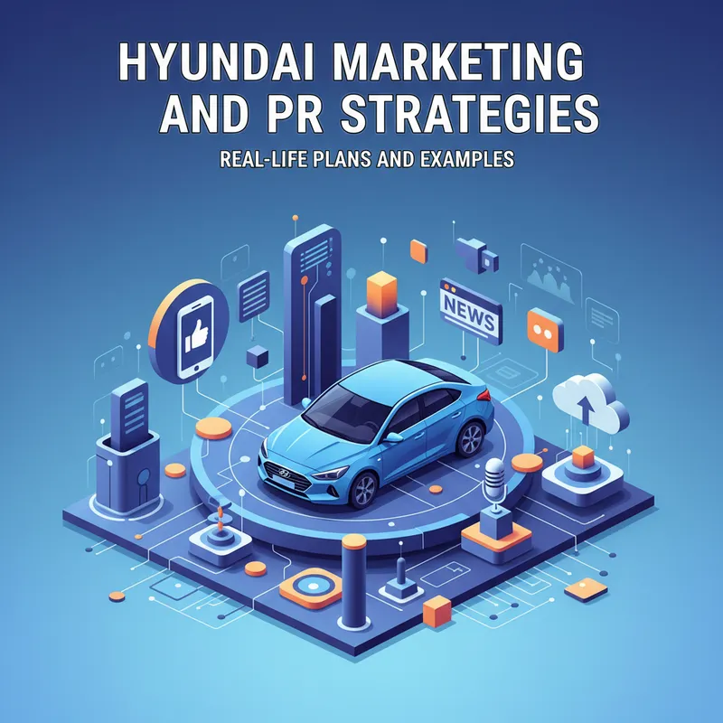 Editorial illustration for article: Hyundai Marketing and PR Strategies: Real-Life Plans and Examples