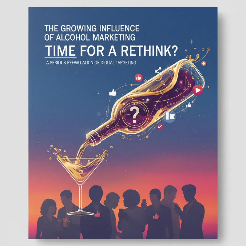 Editorial illustration for article: The Growing Influence of Alcohol Marketing: Time for a Rethink?